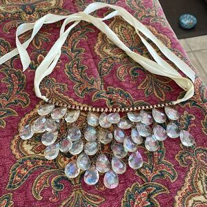 Cascading bib necklace Crystal necklace with ribbon tie closure classy p…